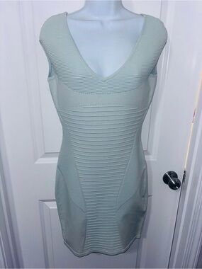 Chic Sleeveless Giana Bini Ribbed Mint Green Bodycon Dress - Sz small